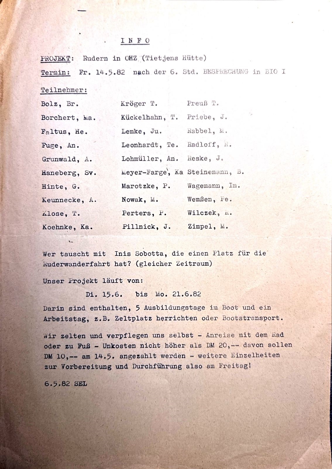 Projekt Rudern in OHZ
