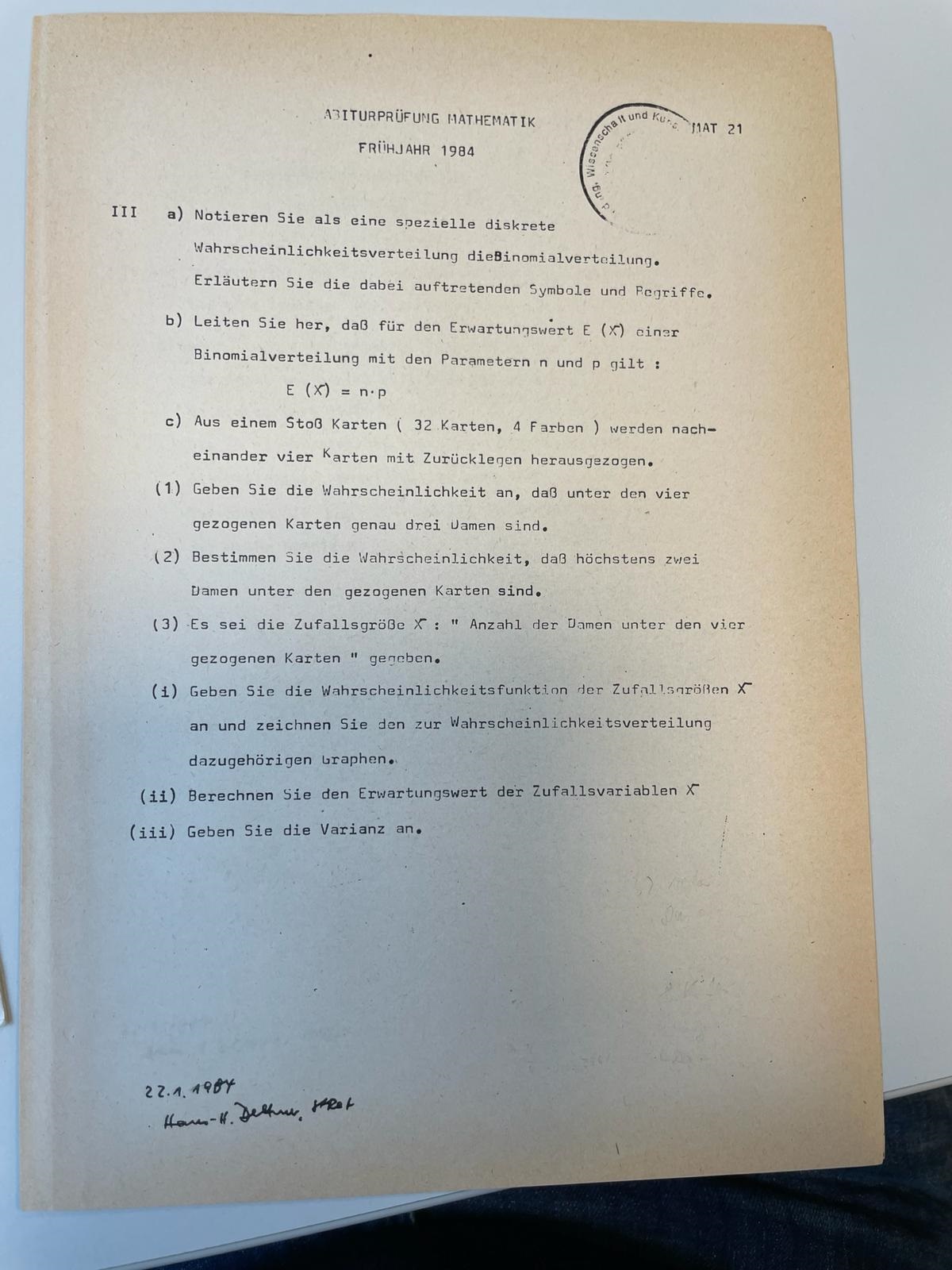 Abiturprüfung Mathematik