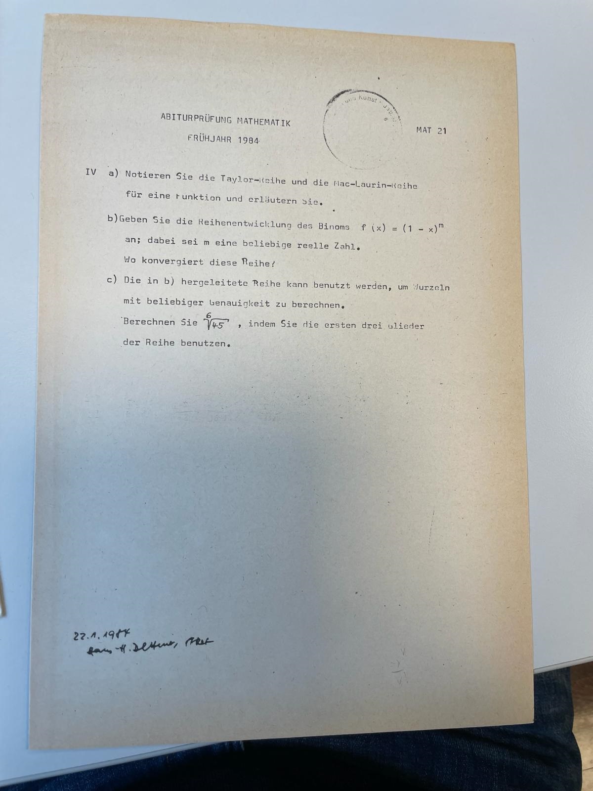 Abiturprüfung Mathematik